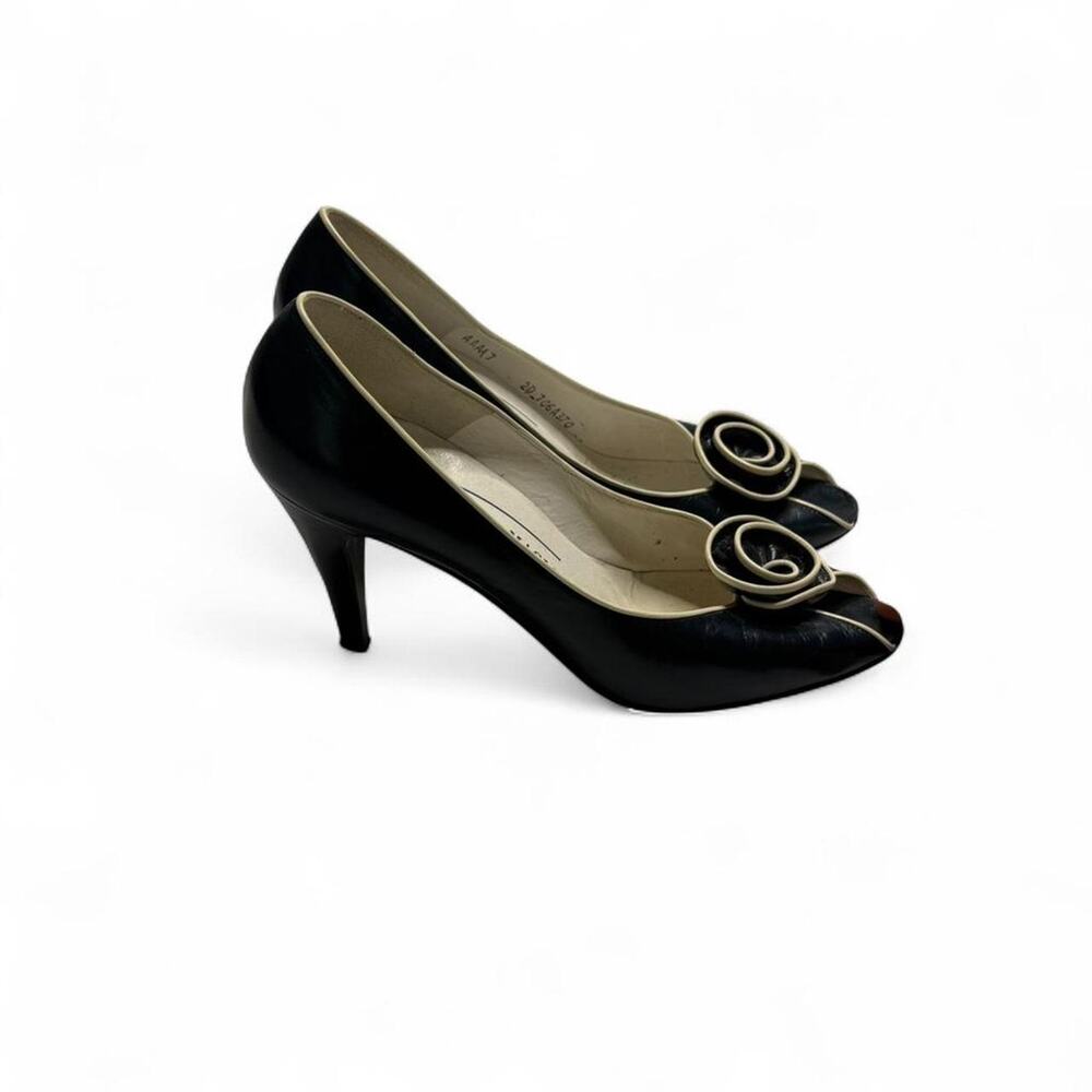 Vintage Bruno Magli Black Italian Made Italy Peep Toe 3"Heels Heels White Size 7 - Picture 5 of 8